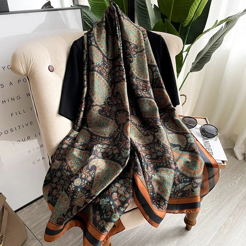 180*90cm Fashion Luxury Summer Beach Soft Silk Shawl Wrap