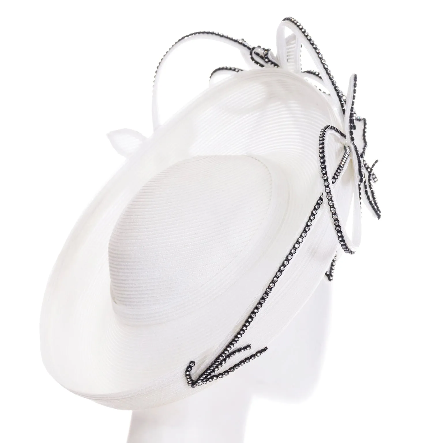 2000s George Zamau'l Couture Vintage Black & White Rhinestone Hat