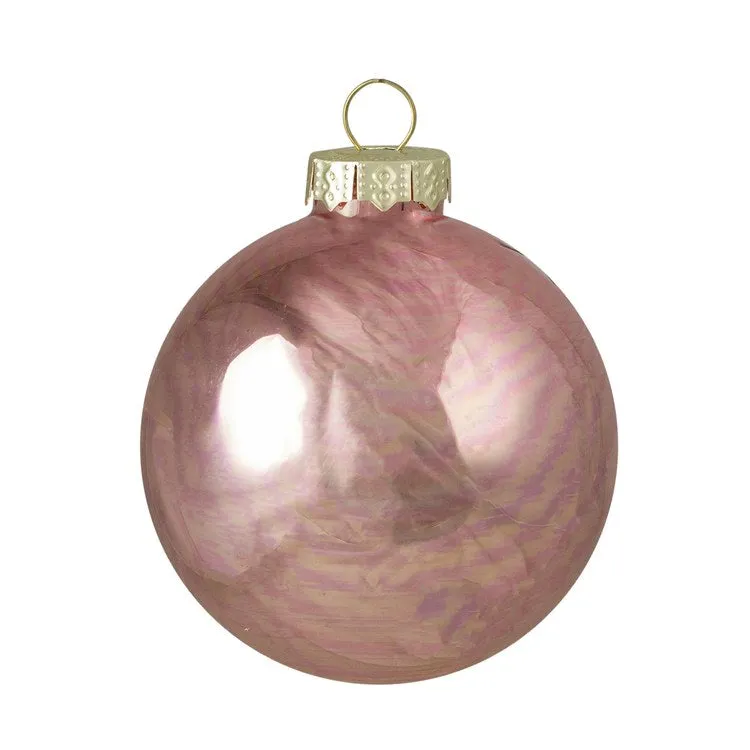 2.5" Shiny and Matte Pink and Gold Glass Ball Christmas Ornaments Set of 9