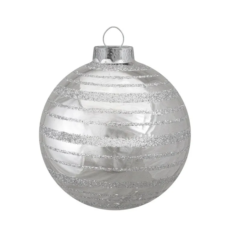 2.5" Silver Ball Christmas Ornaments Set of 4