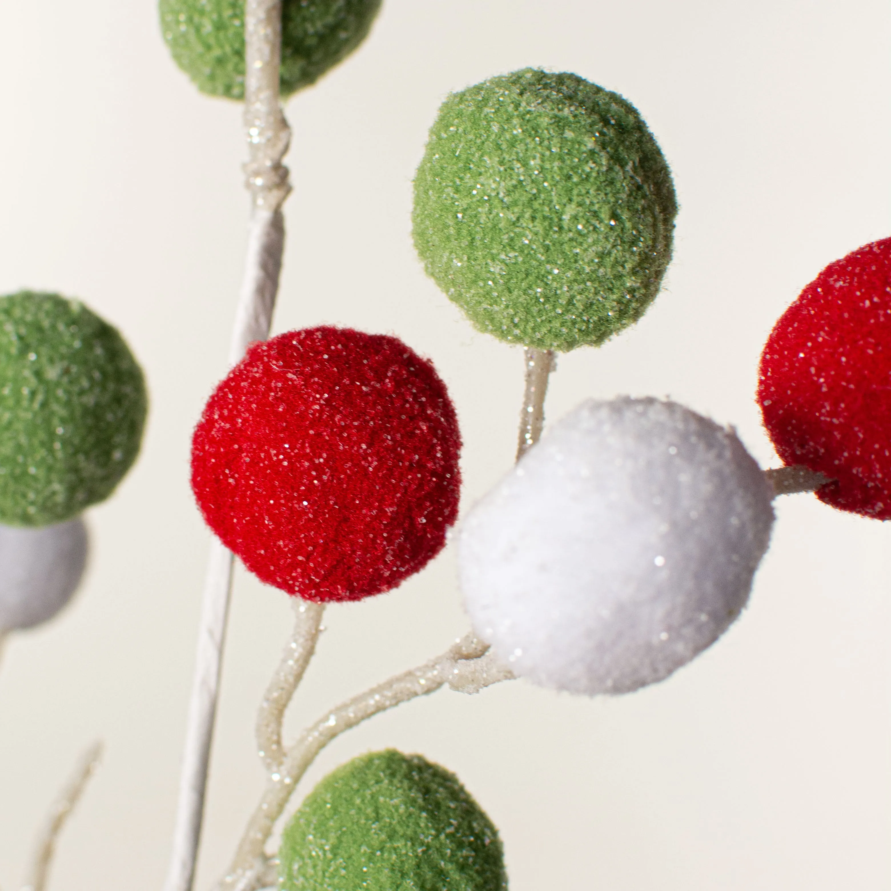 28" Felt Ball Spray: Red, White, Green