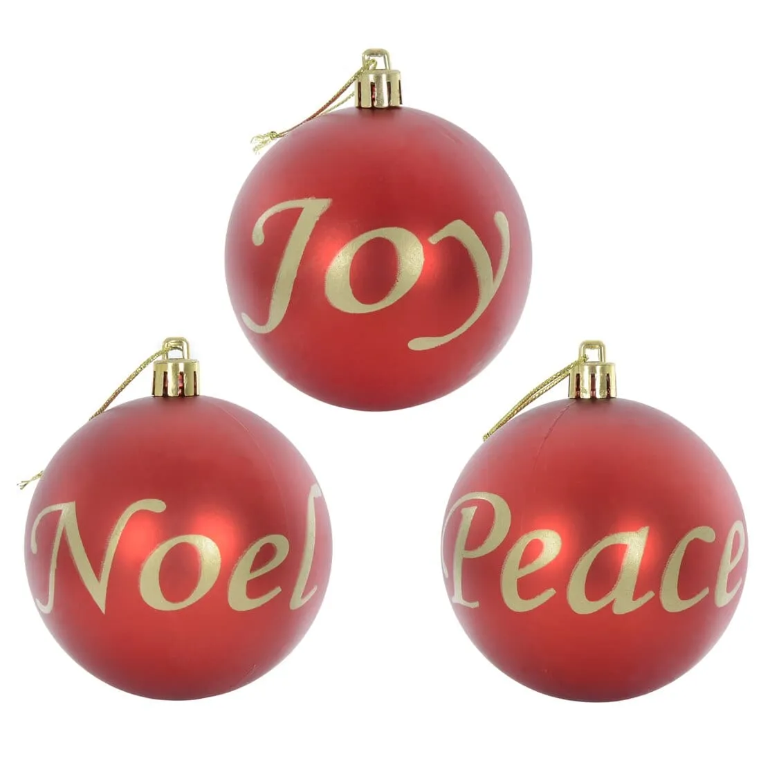 6pk Joy Peace Noel Christmas Tree Baubles Black or Red 8cm