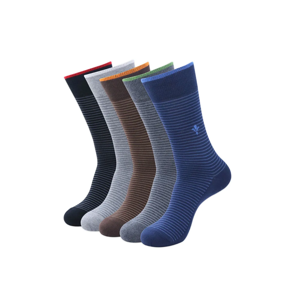 Balenzia Men's Formal/Casual Striped Calf length/Crew length socks (Pack of 5 Pairs/1U)Multicolored