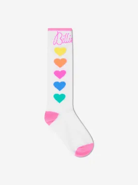 Billieblush Girls Jacquard Heart Socks in White