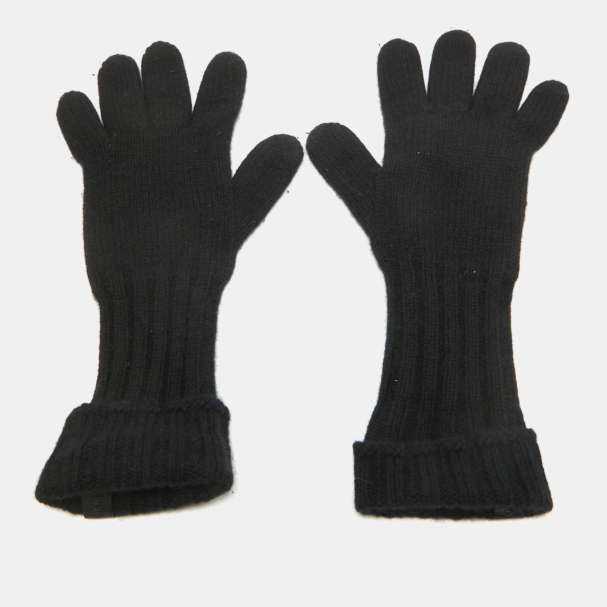 Black Cashmere Knit Gloves M