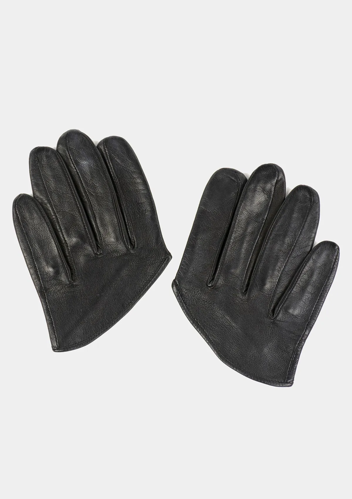 BLACK LEATHER HALF GLOVES