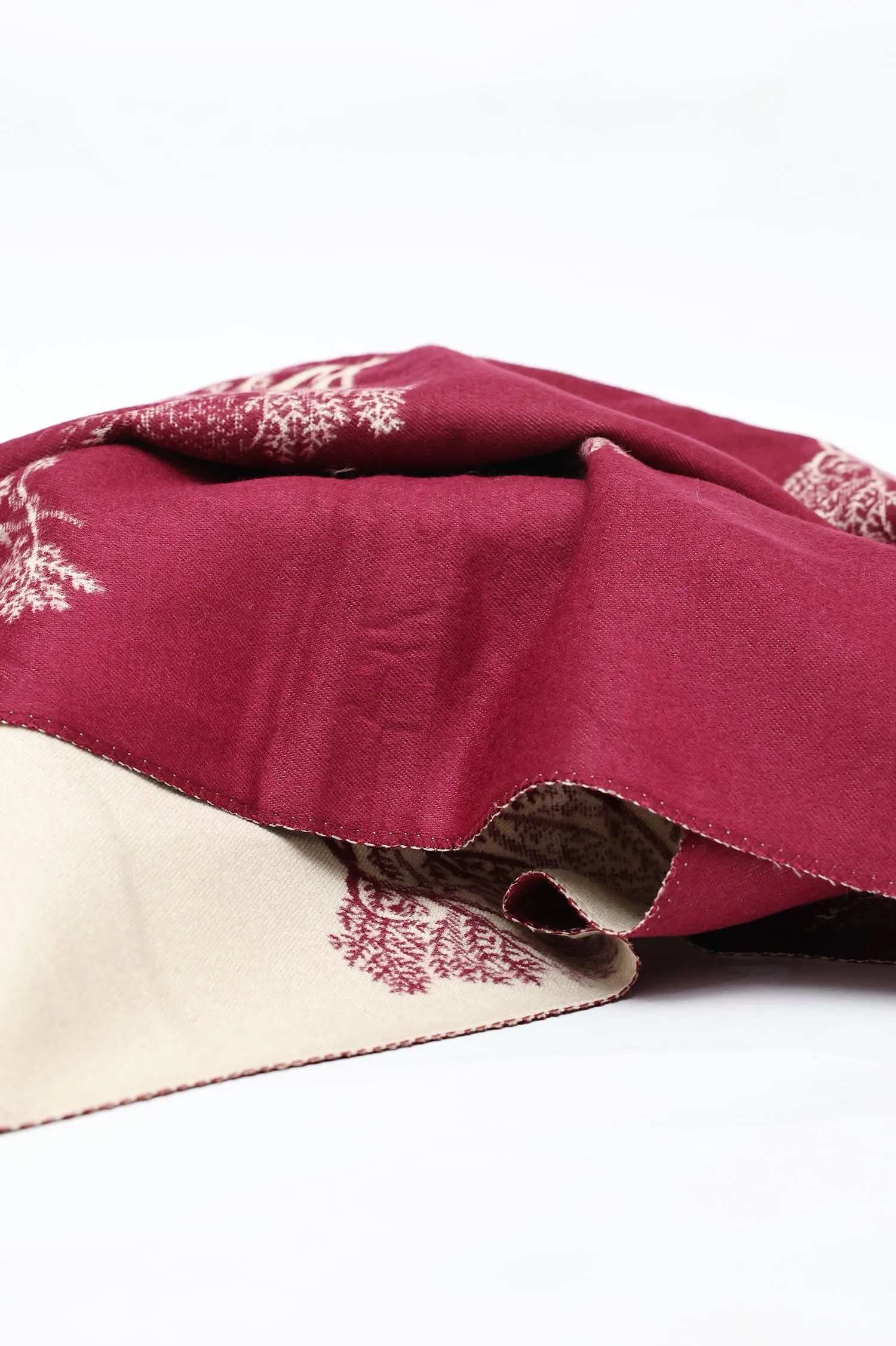 BOTANICAL PRINT REVERSIBLE SCARF-MAROON