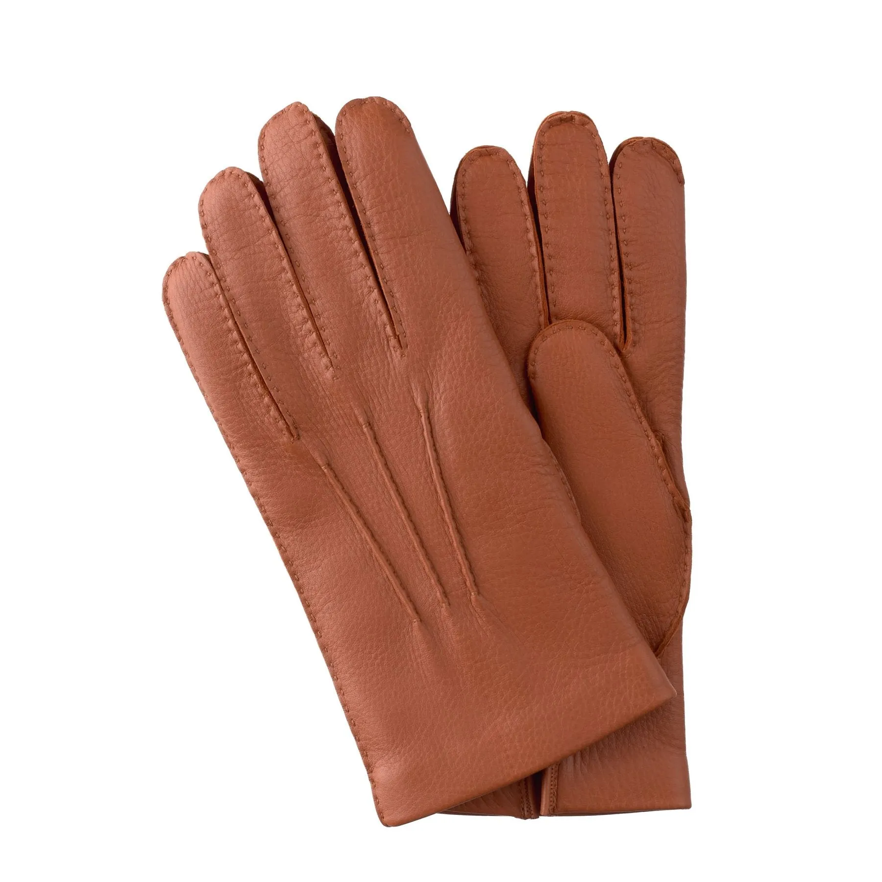 Cashmere-Lined Leather Gloves in Brick Red