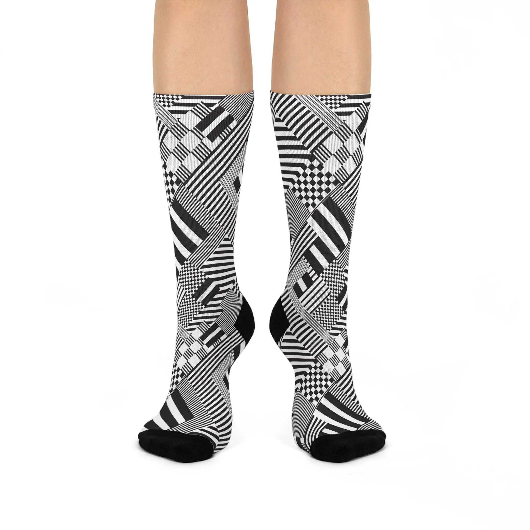 Chic Geometric Crew Socks: Stylish Design Meets All-Day Comfort