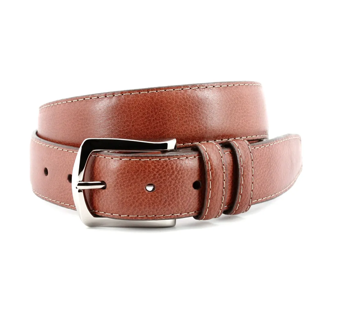 Contrast Stitched Italian Soft Calfskin Belt