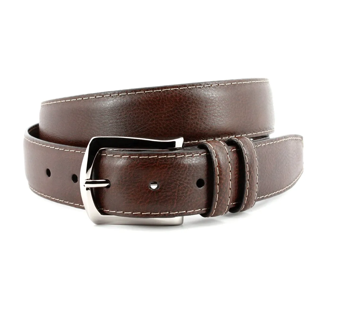 Contrast Stitched Italian Soft Calfskin Belt