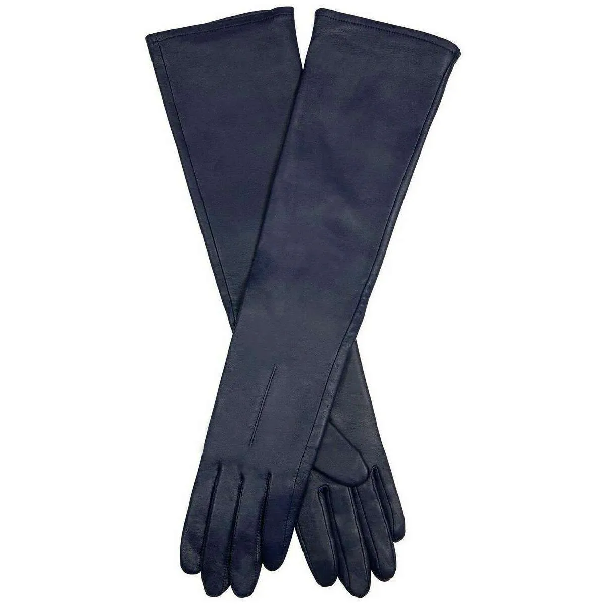 Dents Mia Single Point Long Leather Gloves - Navy