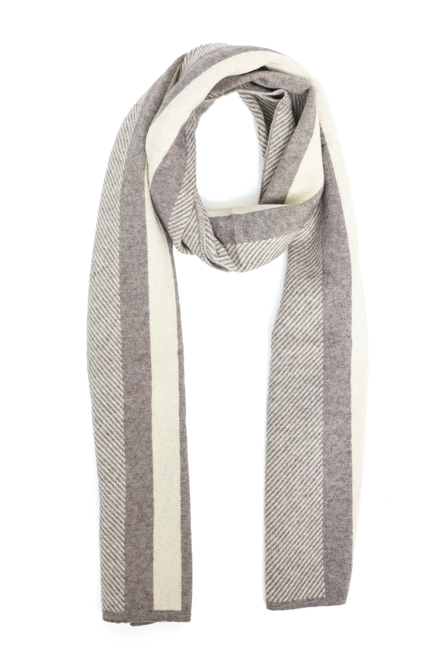 DIAGONAL HERRINGBONE SCARF-KHAKI