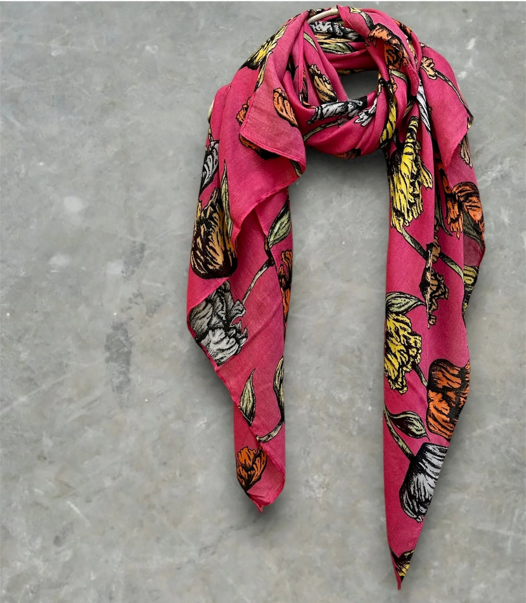 ECO Friendly Scarf Featuring Parrot Tulips Flower in Pink for All Season,Great Gifts For Her Birthday,Anniversary,Mother Day or Christmas