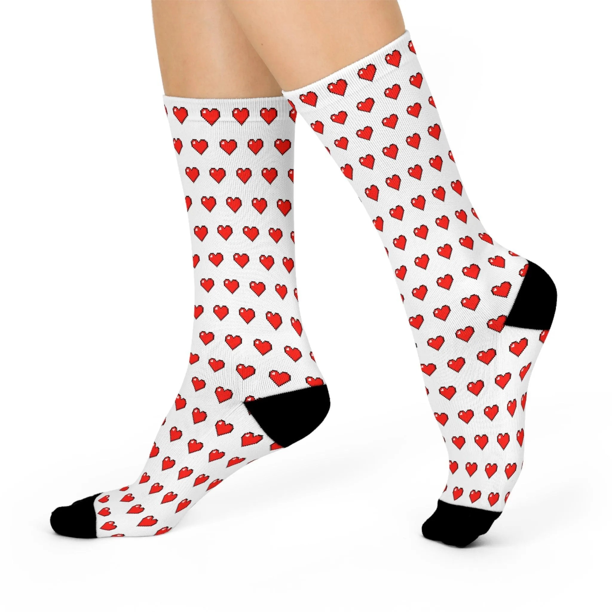 Elegant Black Valentine's Day Crew Socks for Stylish Comfort