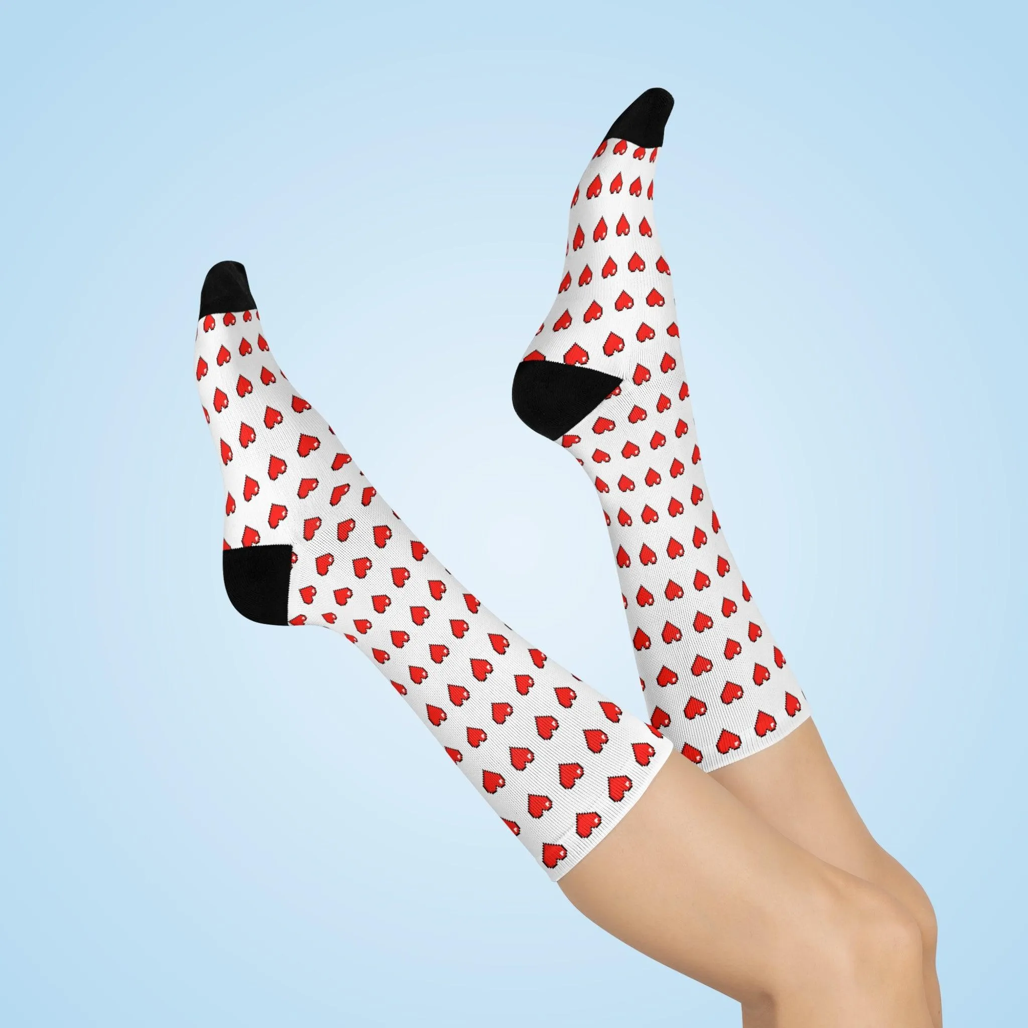 Elegant Black Valentine's Day Crew Socks for Stylish Comfort