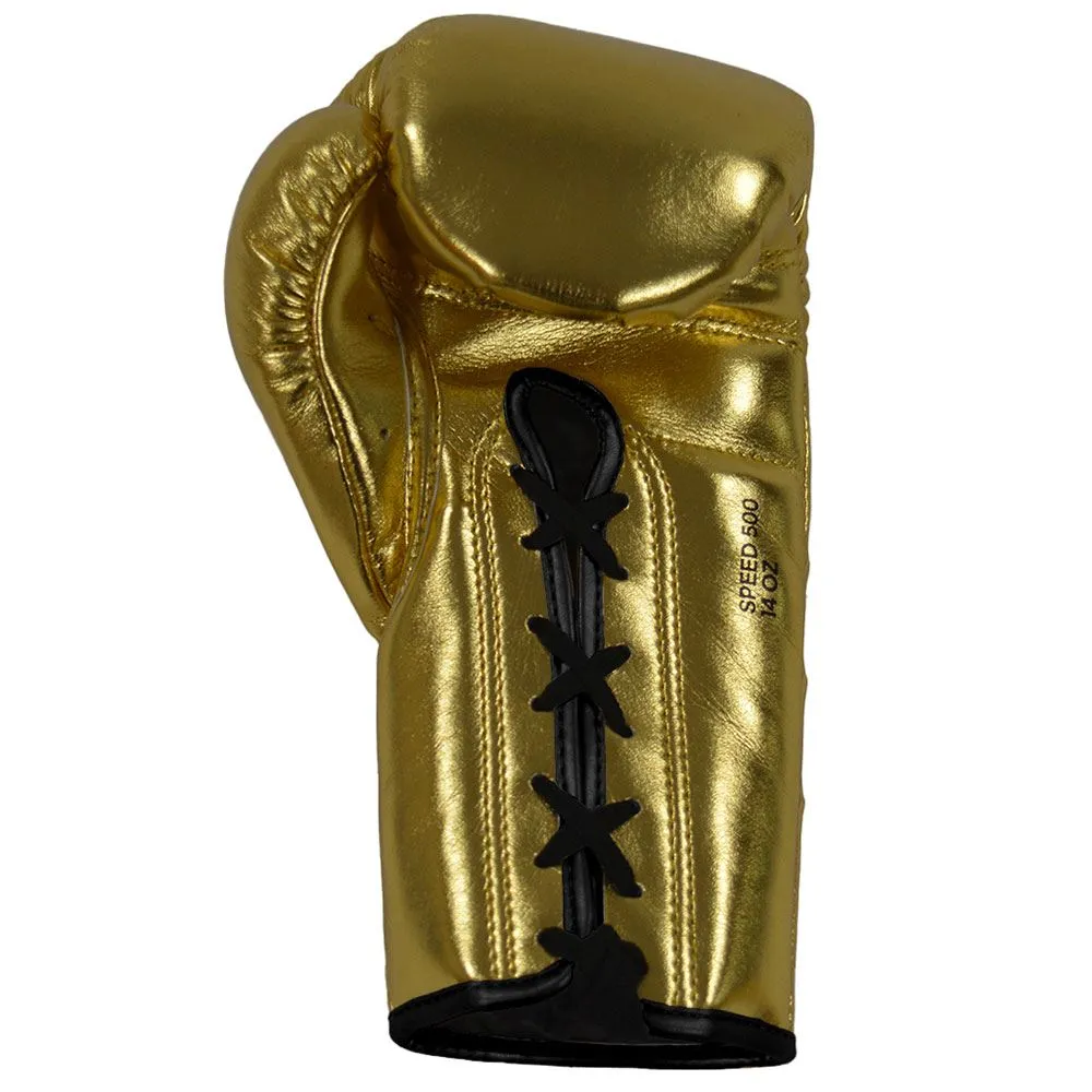 EXCLUSIVE ADIDAS PRO LINE METALLIC LACE BOXING GLOVES - GOLD