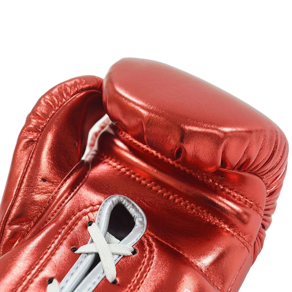 EXCLUSIVE ADIDAS PRO LINE METALLIC LACE BOXING GLOVES - RED