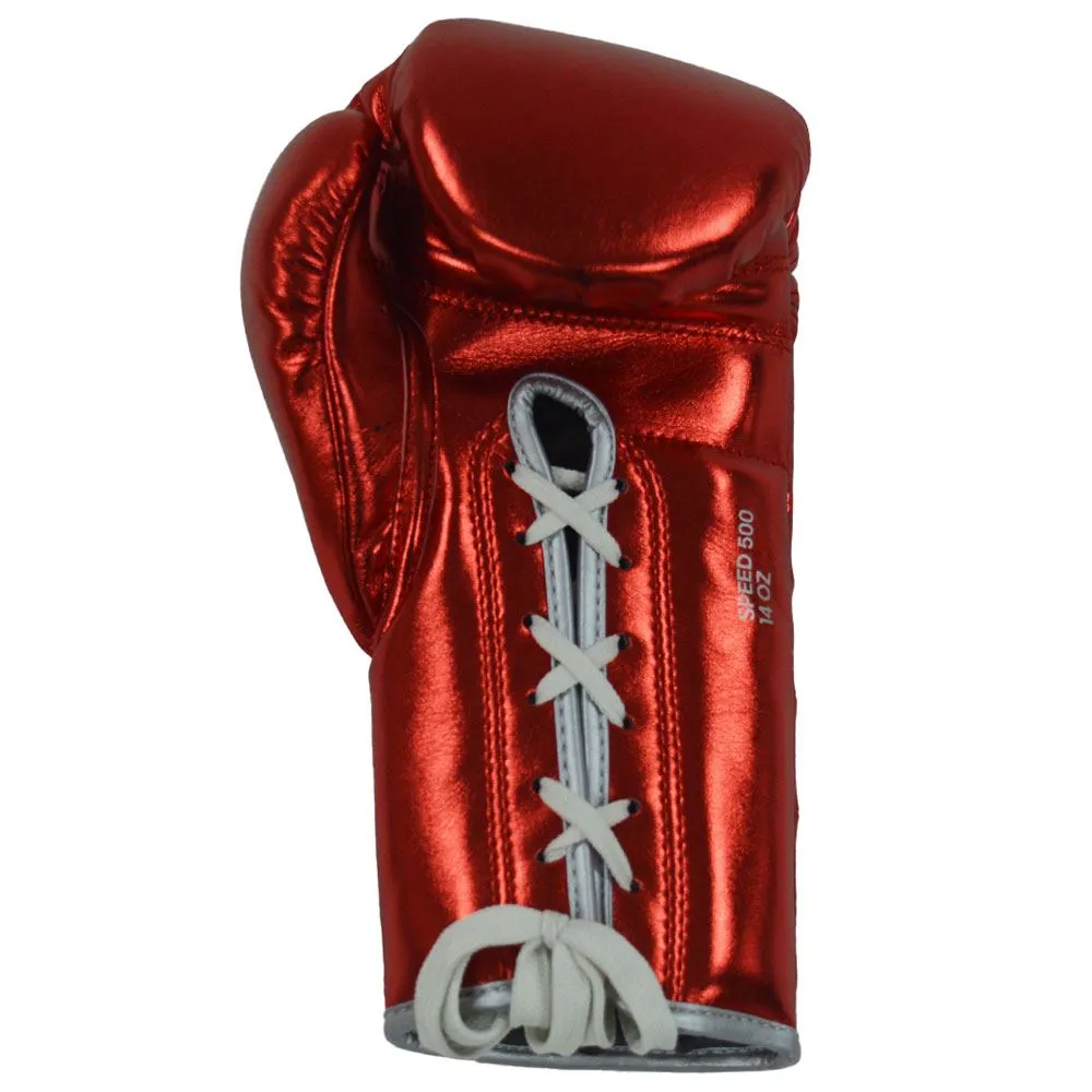 EXCLUSIVE ADIDAS PRO LINE METALLIC LACE BOXING GLOVES - RED