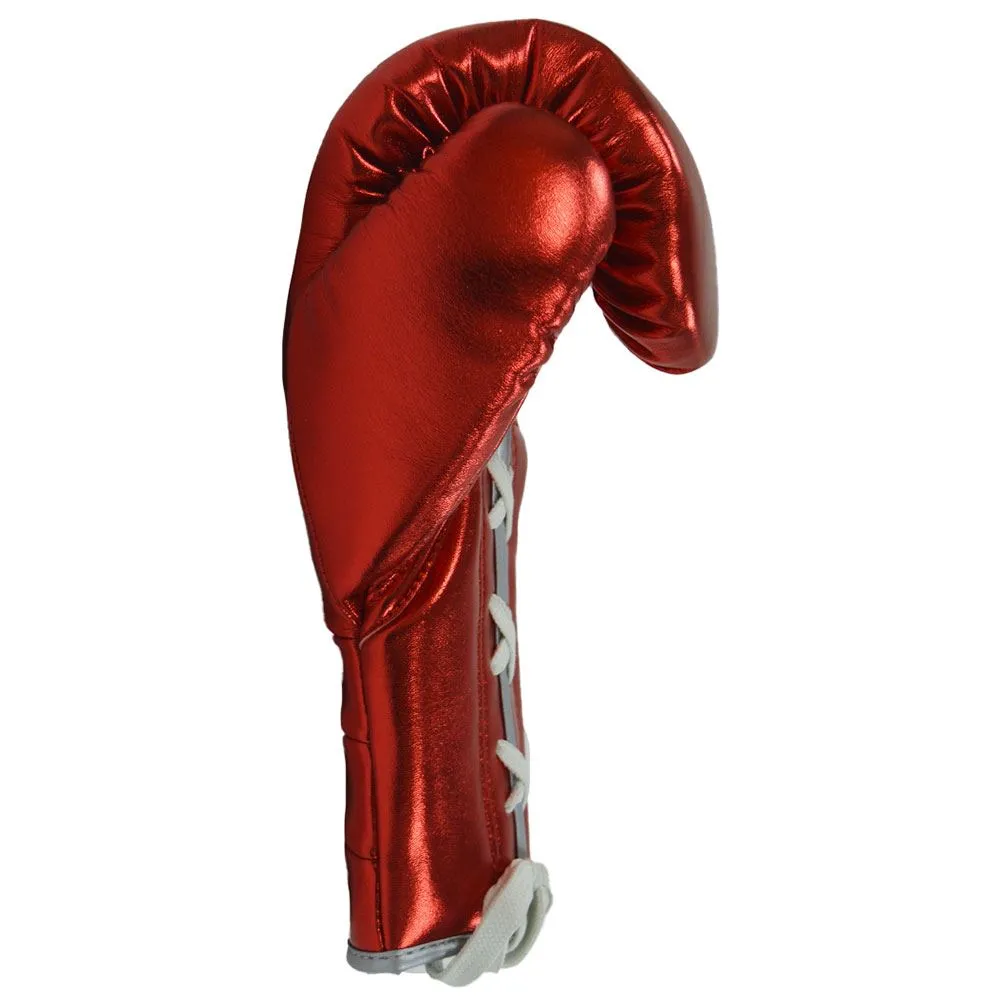 EXCLUSIVE ADIDAS PRO LINE METALLIC LACE BOXING GLOVES - RED