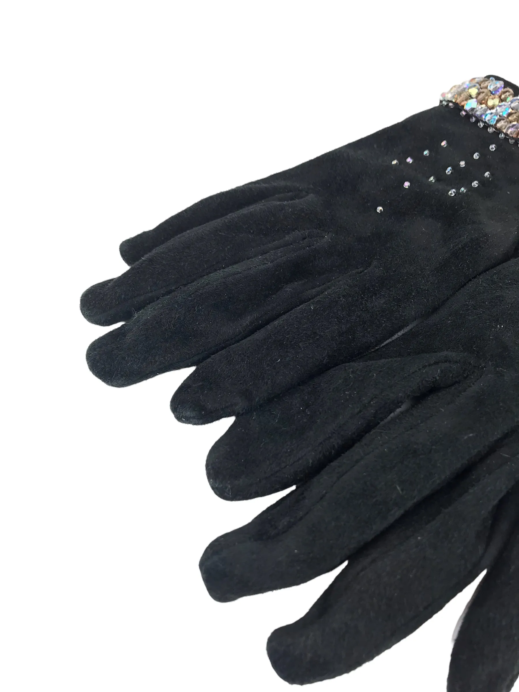 Gankos Millau France Black Suede Embellished Gloves