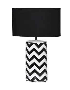 Glossy Monochrome Zig Zag Table Lamp