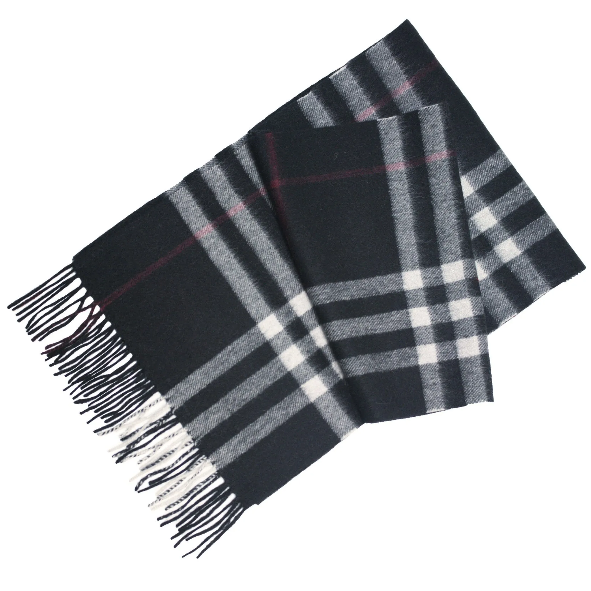 Grey Camel Cashmere Woven Check Scarf