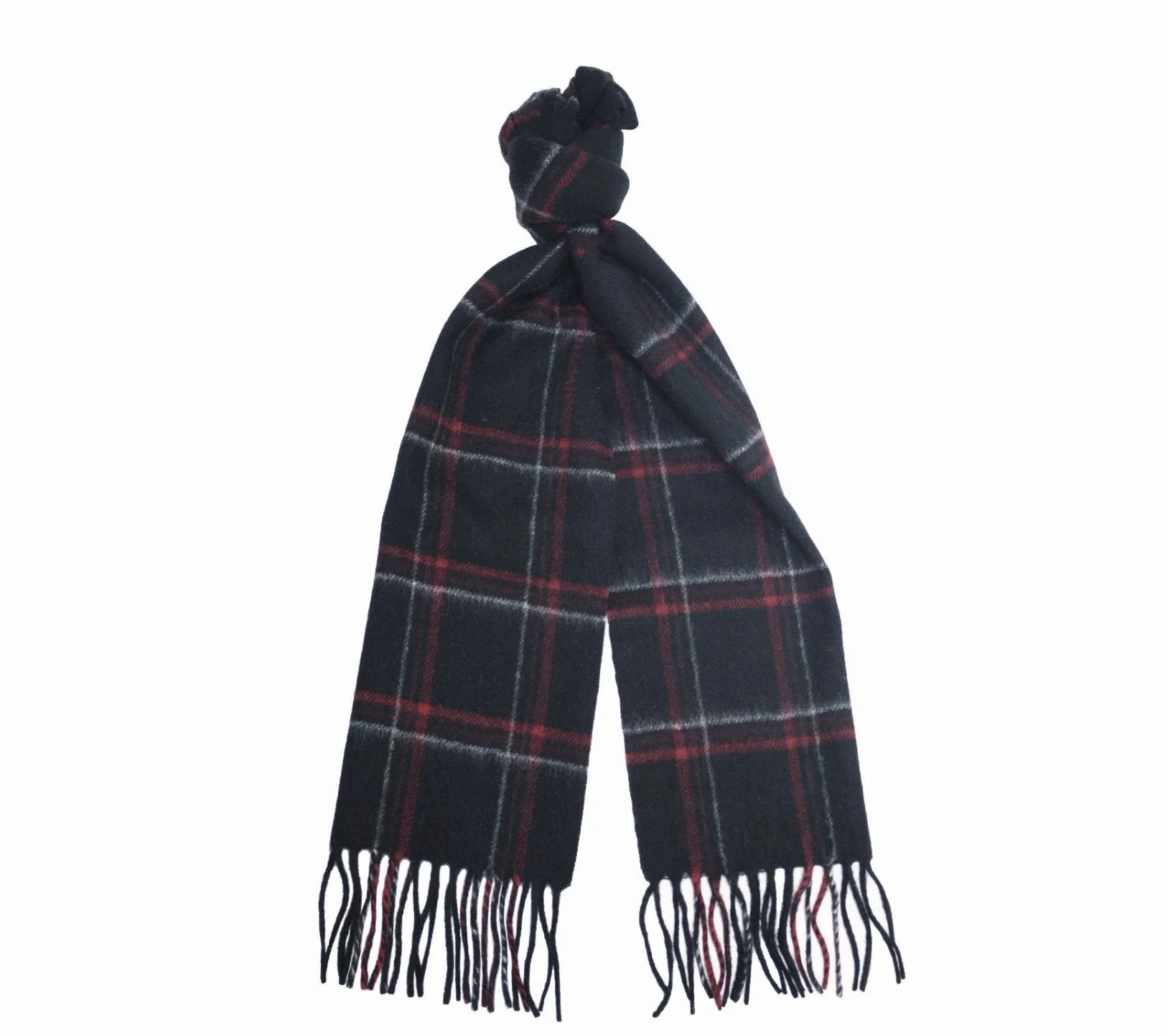 Grey Camel Cashmere Woven Check Scarf