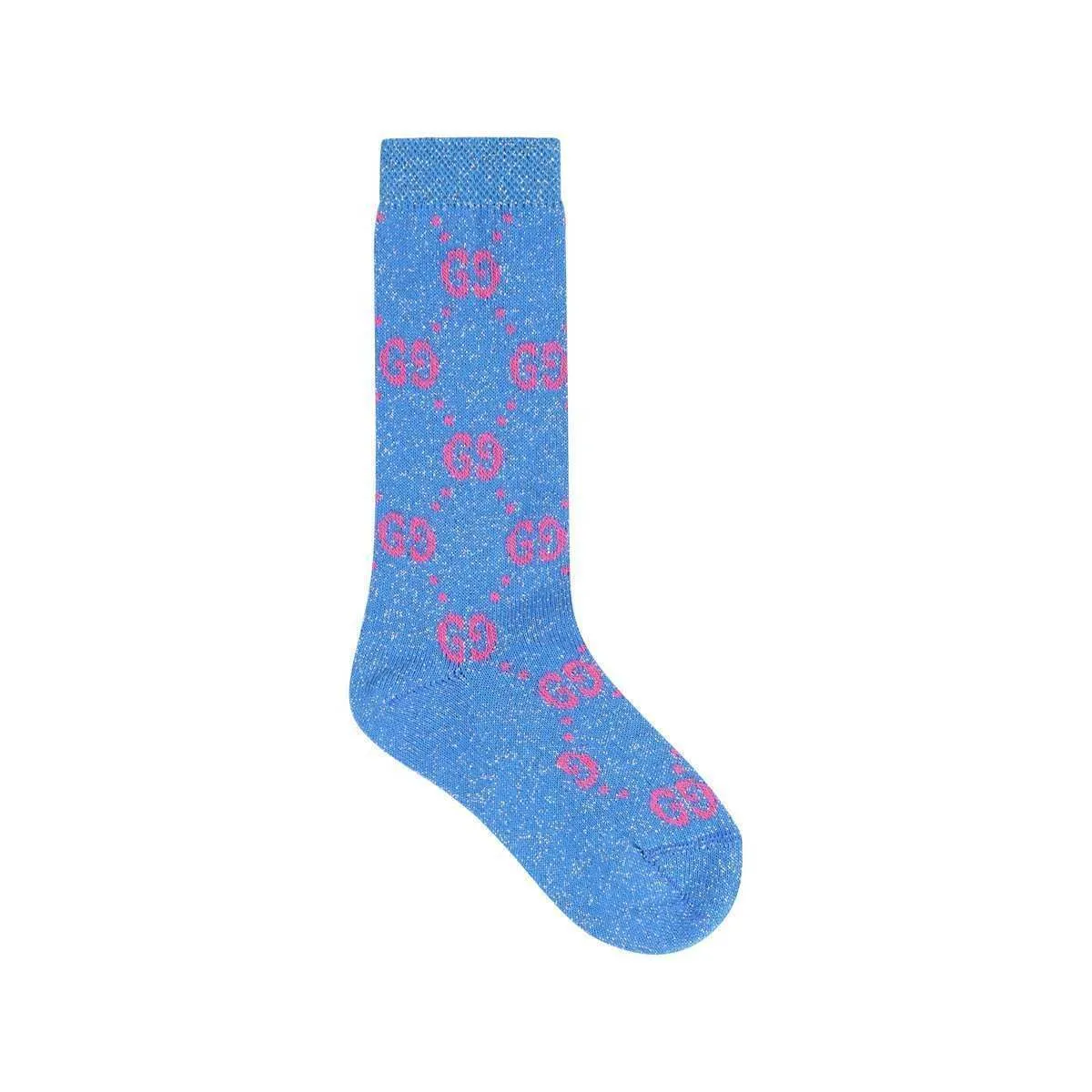 Gucci Girls GG Lamé Socks in Blue