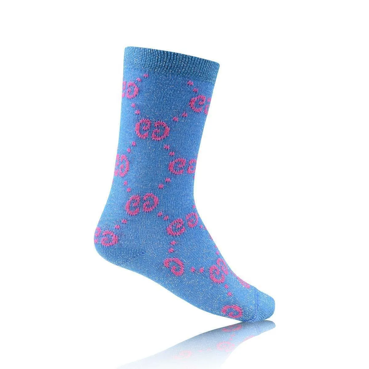 Gucci Girls GG Lamé Socks in Blue