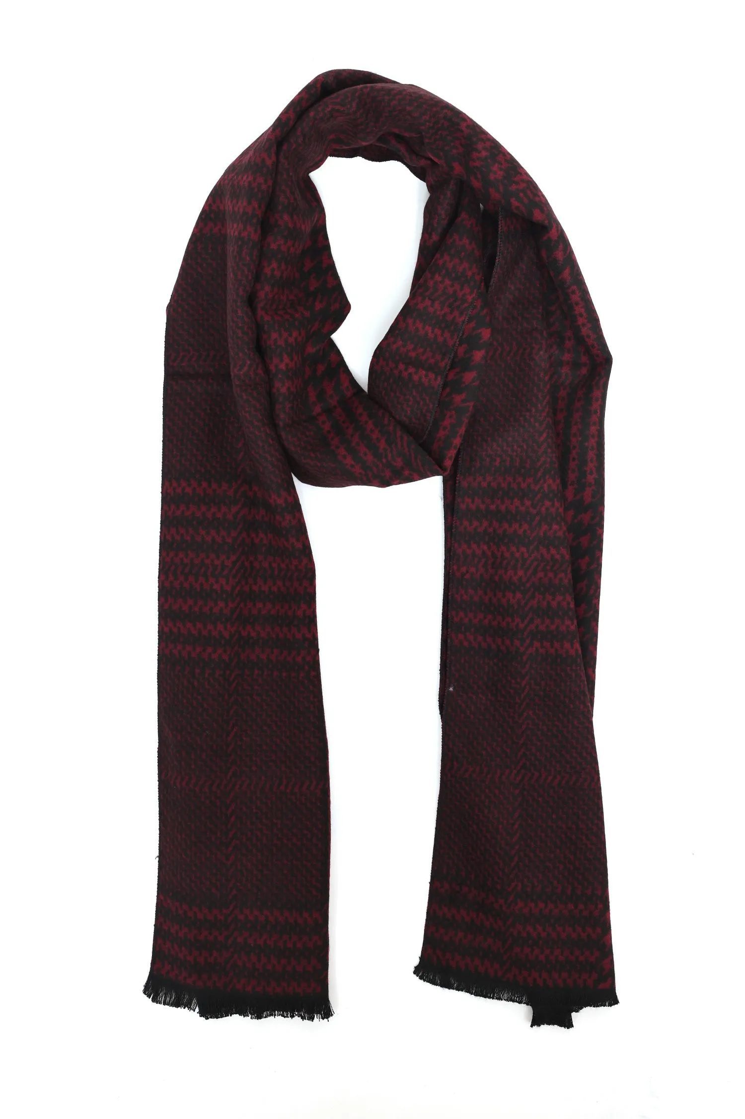 HOUNDSTOOTH PATTERN SCARF-MAROON