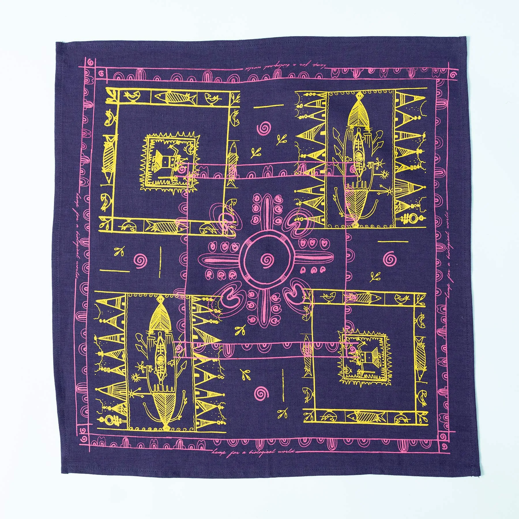 MARLEY Organic Hemp Bandana - Tribal Design (22" x 22")