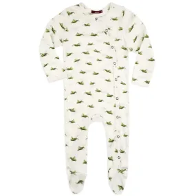 Milkbarn Kids Organic Cotton SNAP Footed Romper | Grasshopper