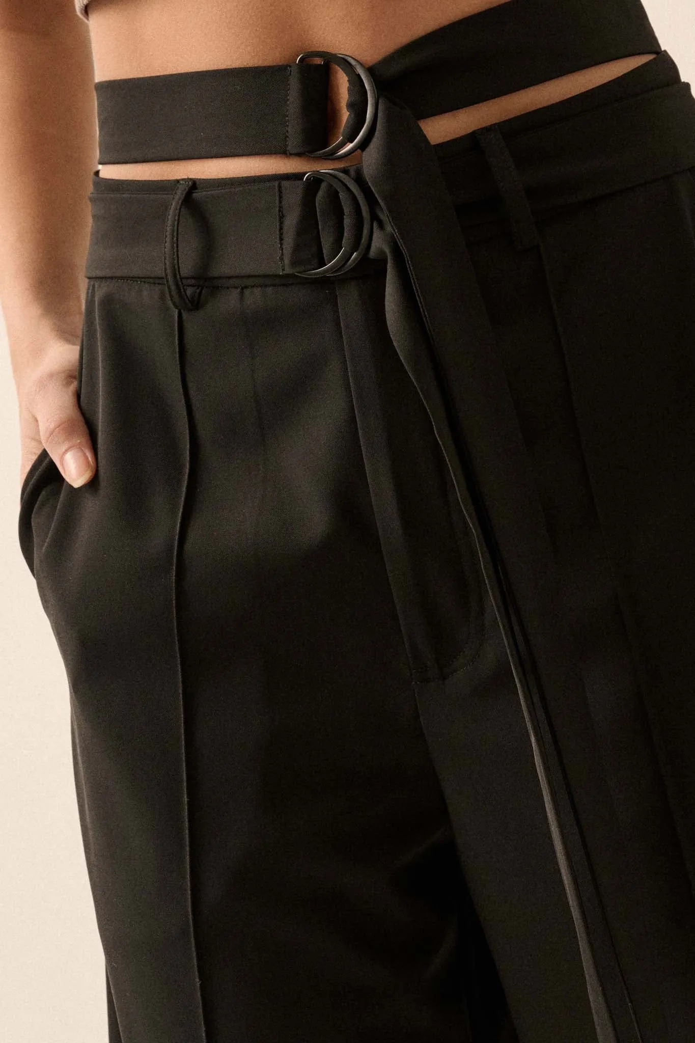 Move the Needle Double Belted Wide-Leg Pants