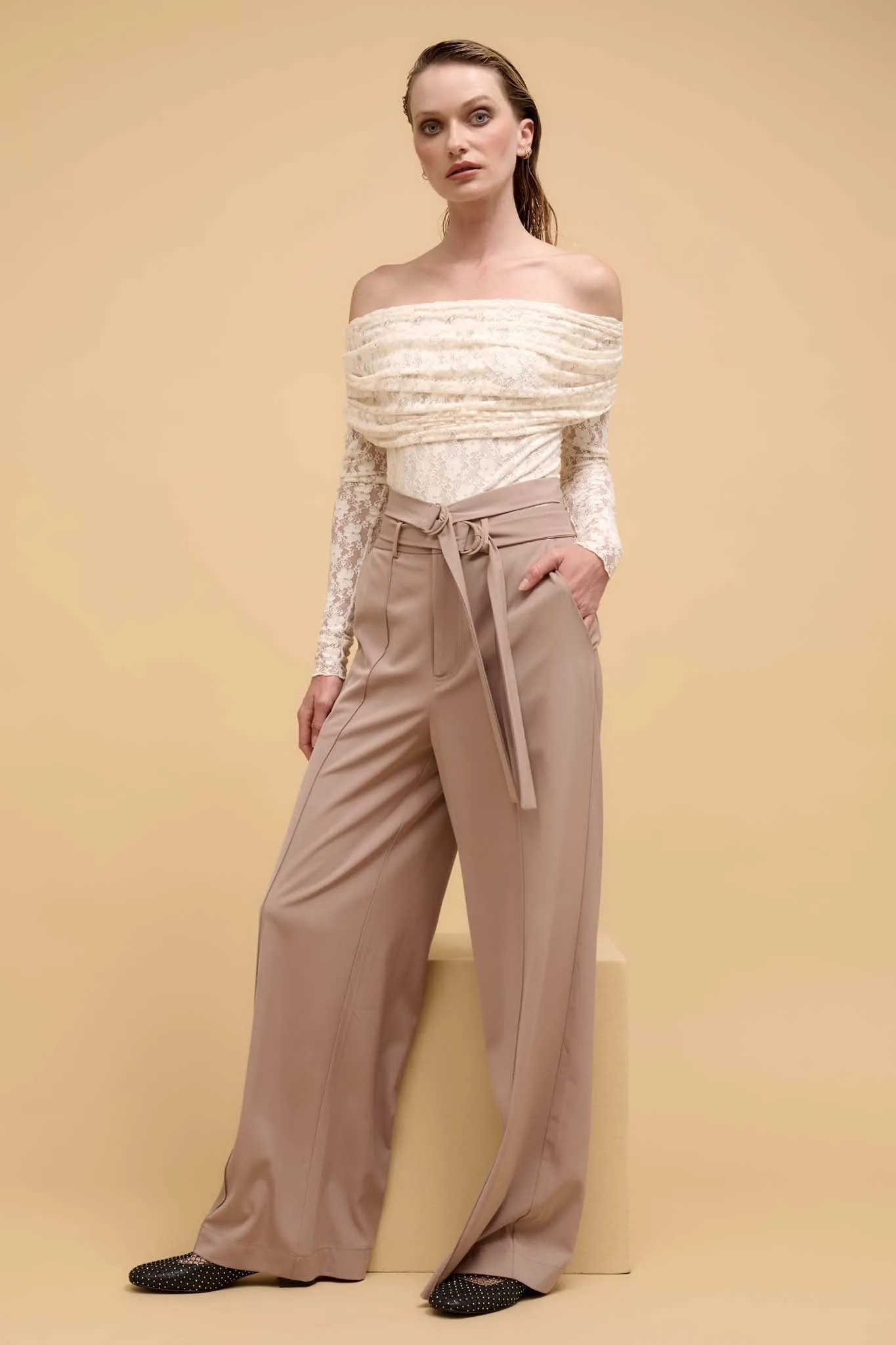 Move the Needle Double Belted Wide-Leg Pants