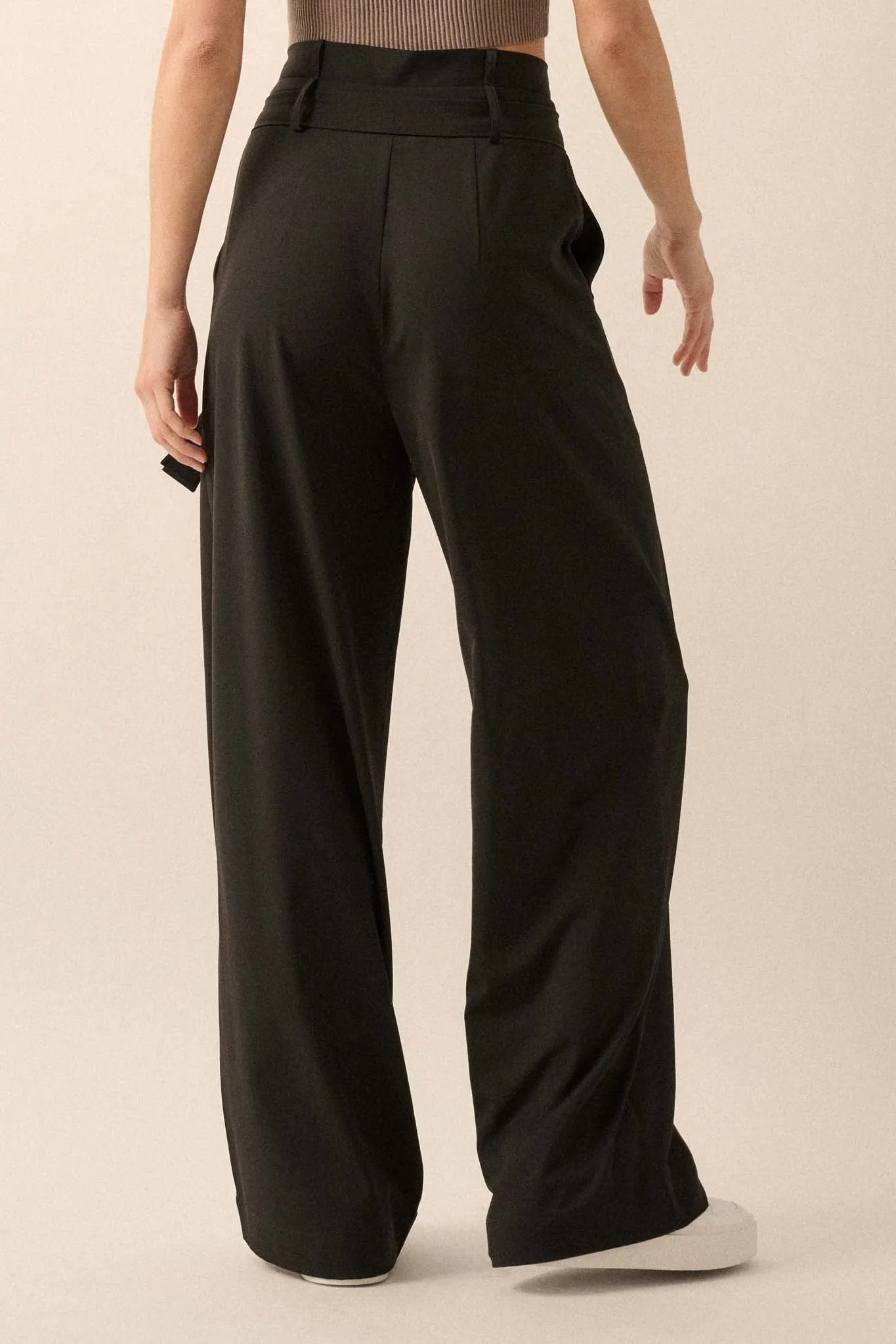 Move the Needle Double Belted Wide-Leg Pants