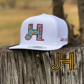 NEW Jobes Hats Trucker -All White JH Aztec Maroon Outline