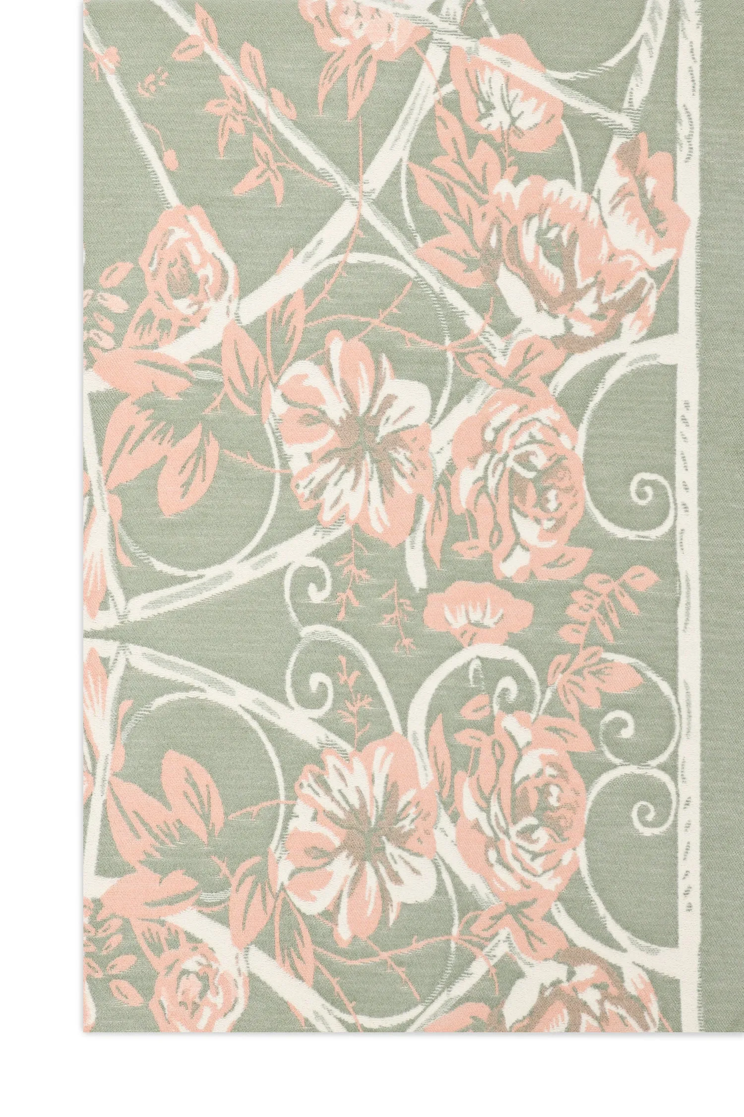 ORNATE FLORAL SCARF-OLIVE