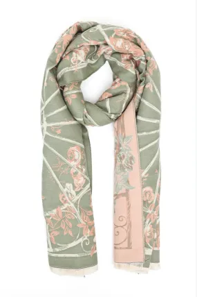 ORNATE FLORAL SCARF-OLIVE