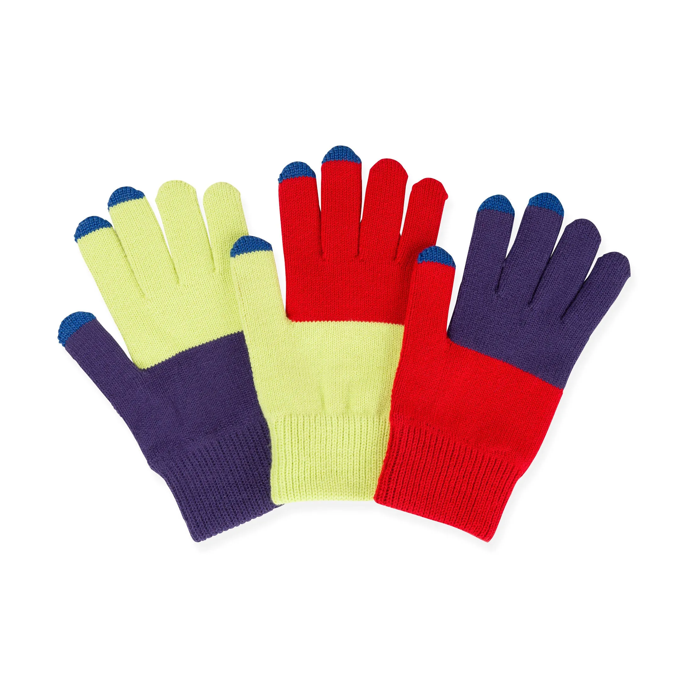 Pair & a Spare Colorblock Touchscreen Gloves - Red/ Lime