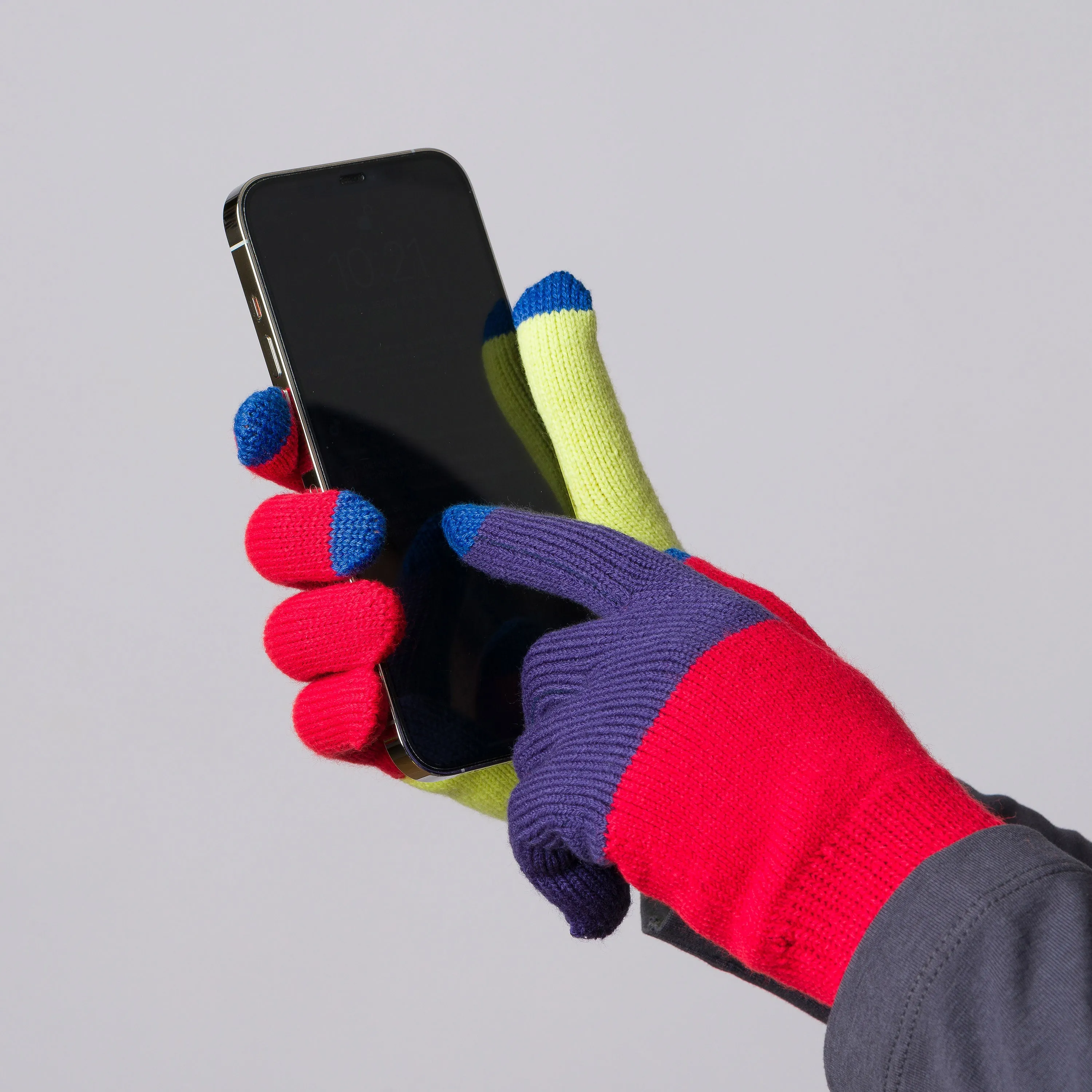 Pair & a Spare Colorblock Touchscreen Gloves - Red/ Lime