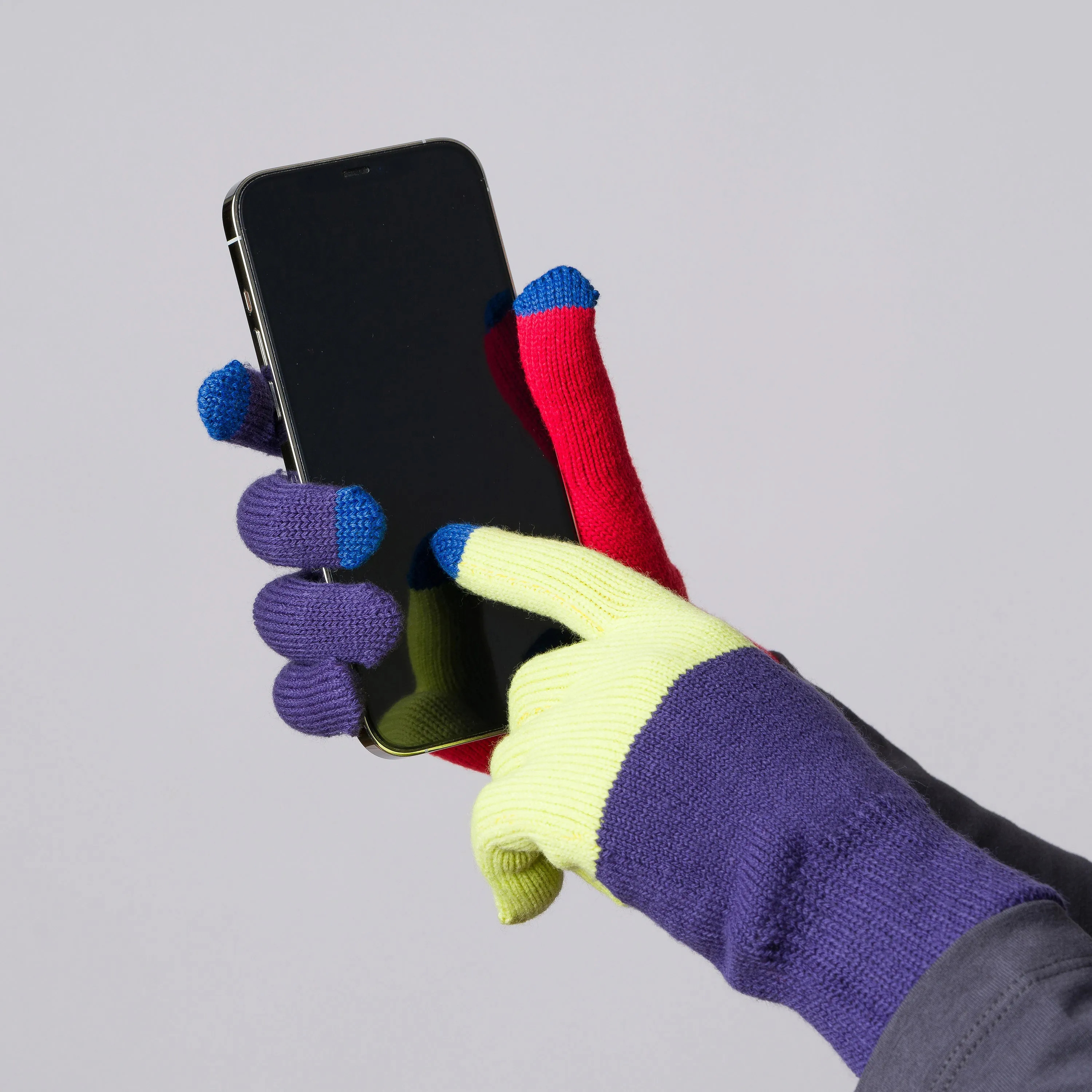 Pair & a Spare Colorblock Touchscreen Gloves - Red/ Lime