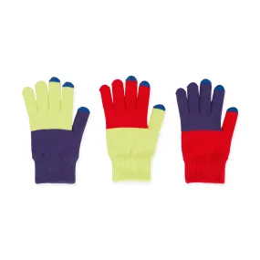 Pair & a Spare Colorblock Touchscreen Gloves - Red/ Lime