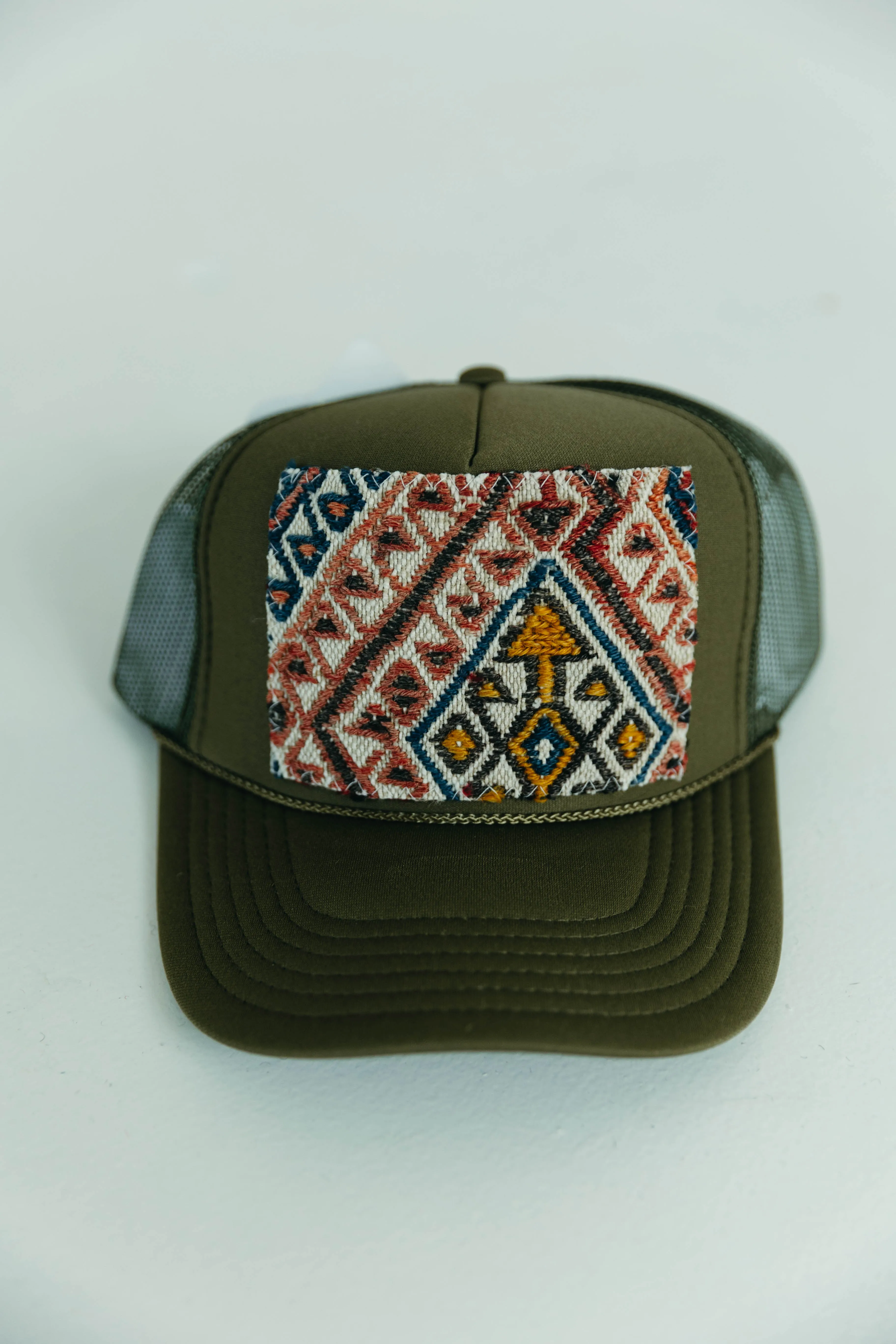 Patchwork Trucker Hat - Olive