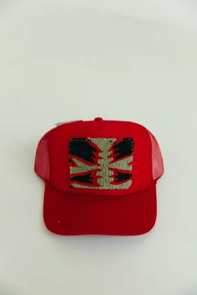 Patchwork Trucker Hat -Red