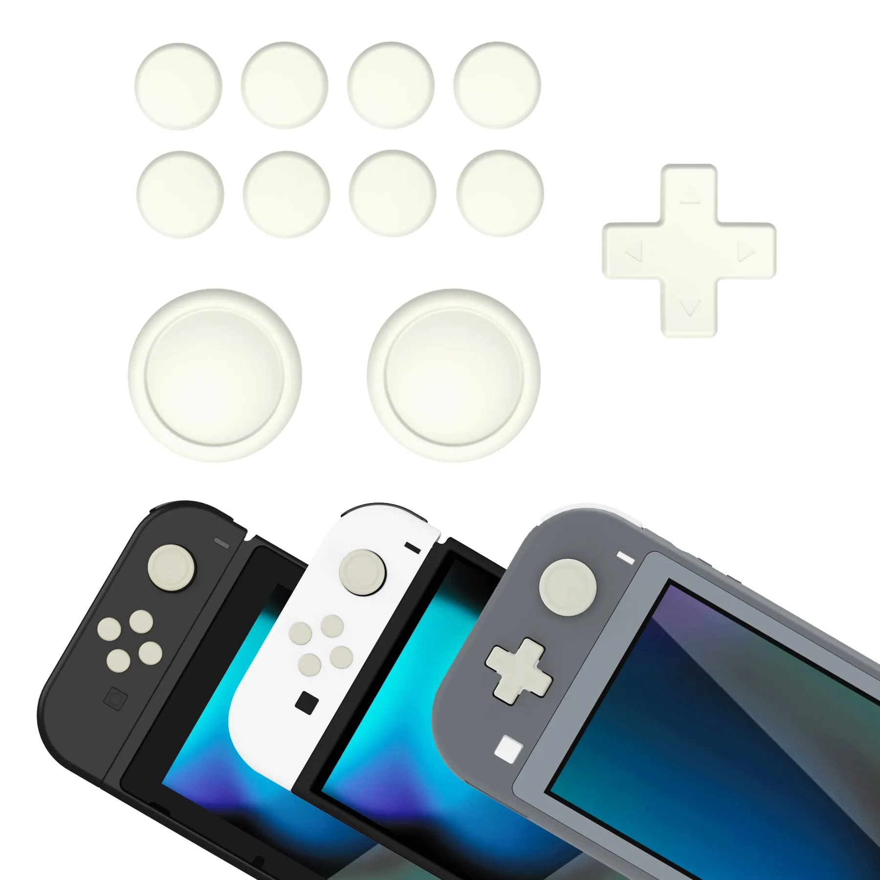 PlayVital Silicone Button Covers and Thumb Grip Set for Nintendo Switch/OLED Joycon/Switch Lite, ABXY Directional Key Button Caps for Nintendo Switch/OLED/Lite with Switch Lite D-Pad Button Cap - Antique Yellow - NJM3002