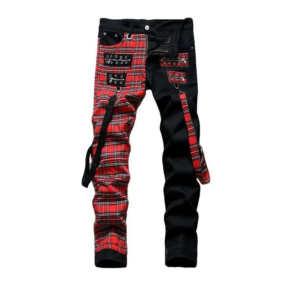 Punk men's jeans with belts