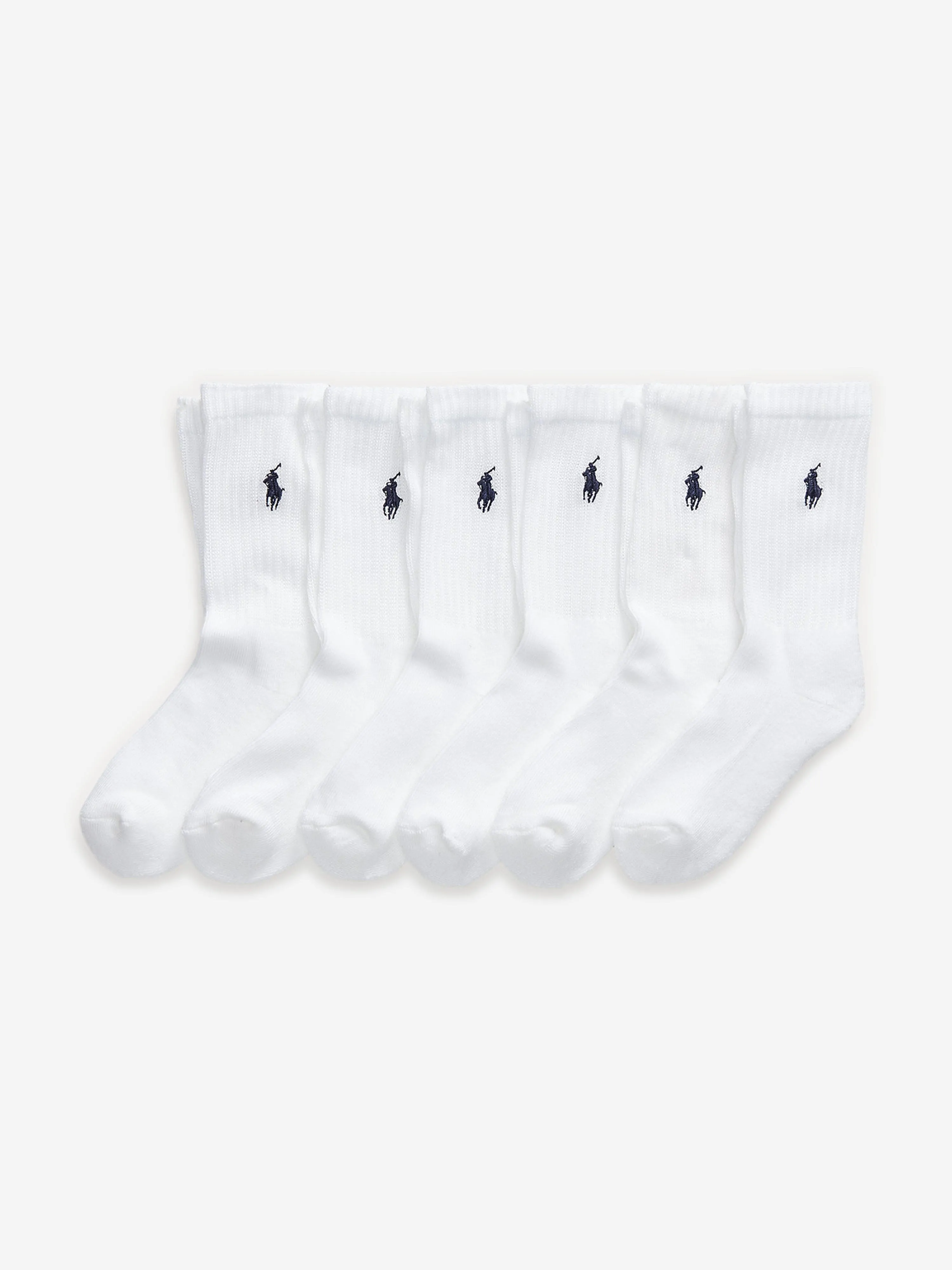 Ralph Lauren Boys Athletic 6 Pack Socks Set in White