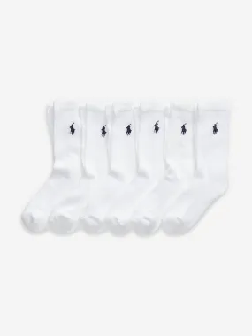 Ralph Lauren Boys Athletic 6 Pack Socks Set in White