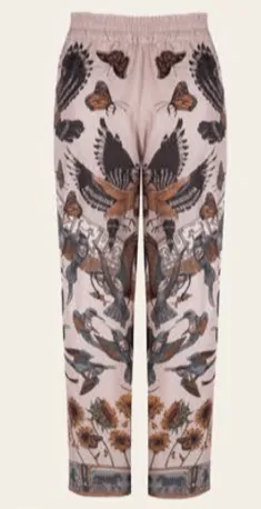 Sabina Savage "The Sun" Divination Celebration Silk Lounge Trousers Linen/Bone